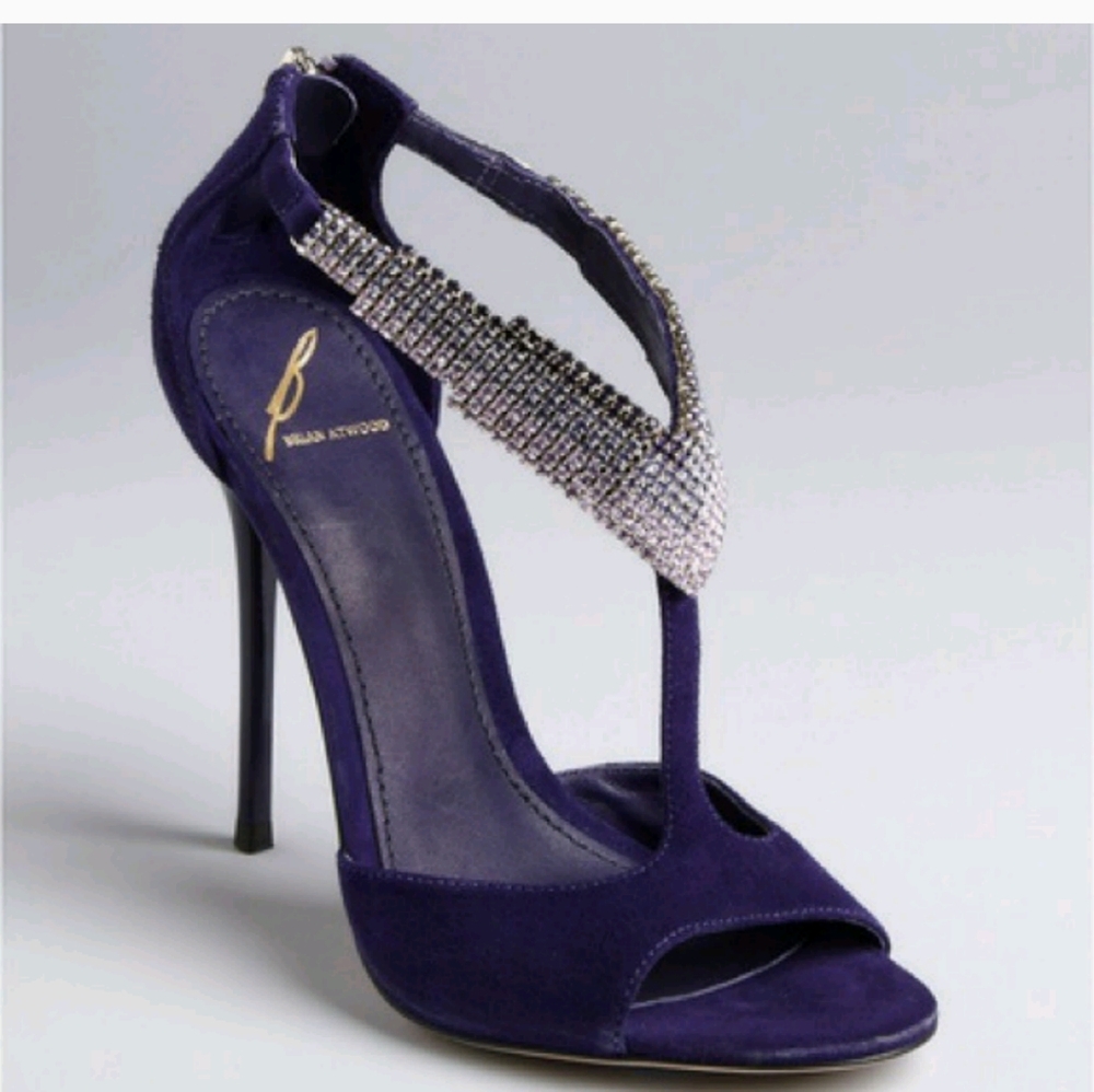 BRIAN ATWOOD NWT MADE IN ITALY REAL SUEDE CRYSTAL STRAP SEXYAF PUMPS